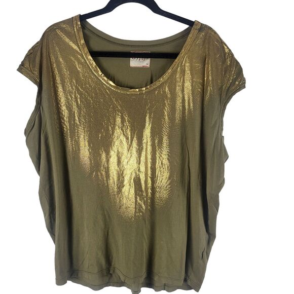 Revolve Gypsy 05 Top M Womens Gold Shimmer Cap Sleeve Pullover Top - Picture 1 of 12
